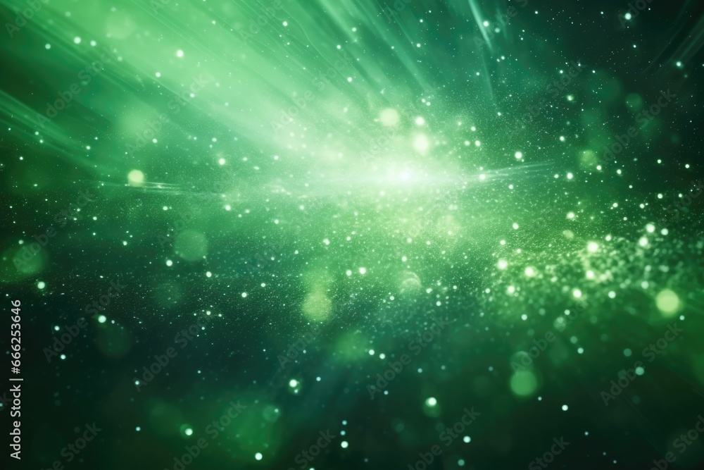 Abstract glowing green light effect with sparkling rays Abstract glowing green light effect with sparkling rays