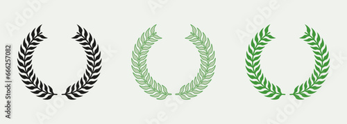 Laurel Wreath, Chaplet Color Icon Set. Foliate Vintage Victory Emblem. Winner Round Award Pictogram. Circle Greek Olive Branch, Green Leaf Symbol Collection. Isolated Vector Illustration