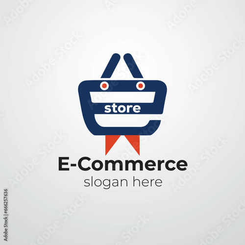 Online Store Logo Design Template. Vector illustration of a shopping cart and shop bag combination logo design concept. Perfect for E-commerce, sales, discount or web store elements. Company emblem