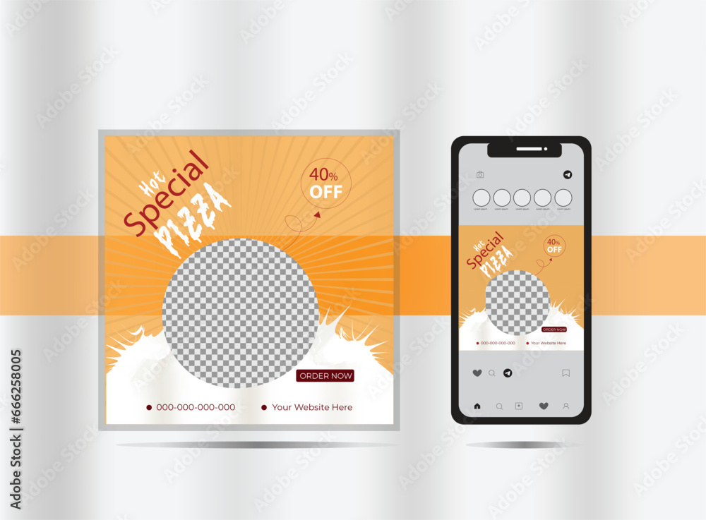 Fototapeta premium Modern Vector Simple Social Media Design For Food