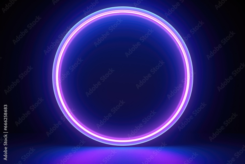 Round frame with purple neon illumination Round frame with purple neon illumination