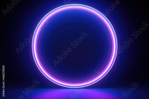 Round frame with purple neon illumination photo