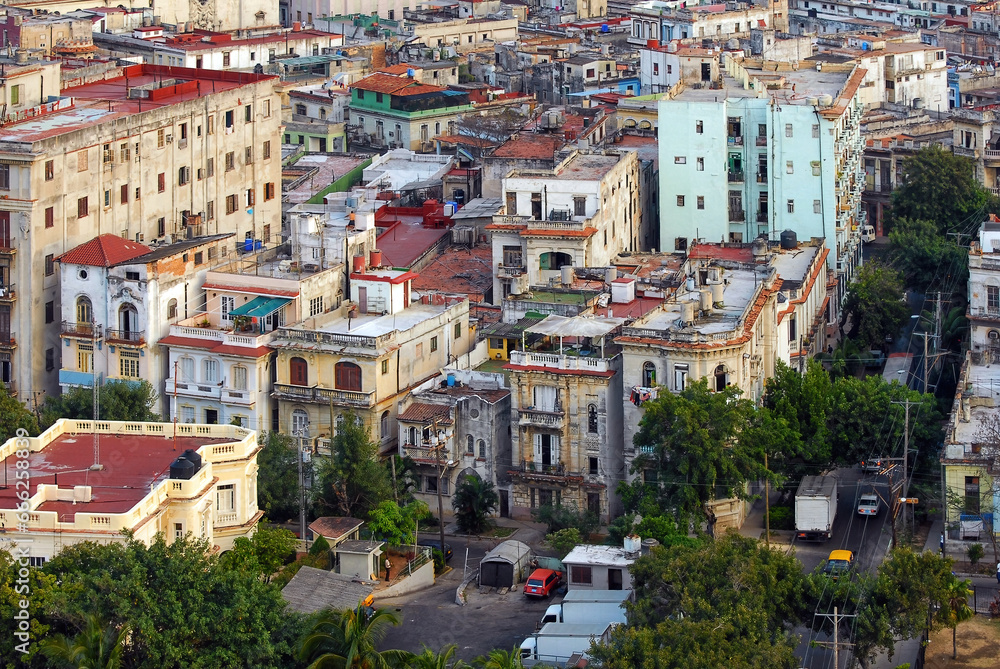 View of buildings and houses in Havana, Cuba