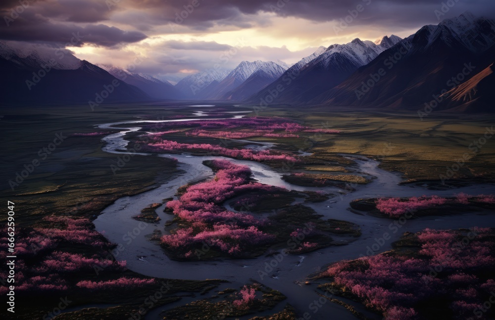 Obraz premium Rivers meandering in Volcano Landscape