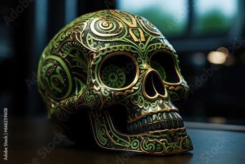 Mexican green skull design