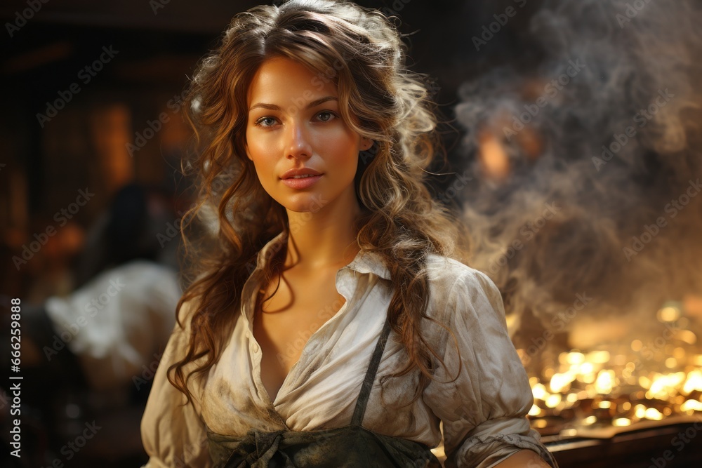 Woman Working in a Forge