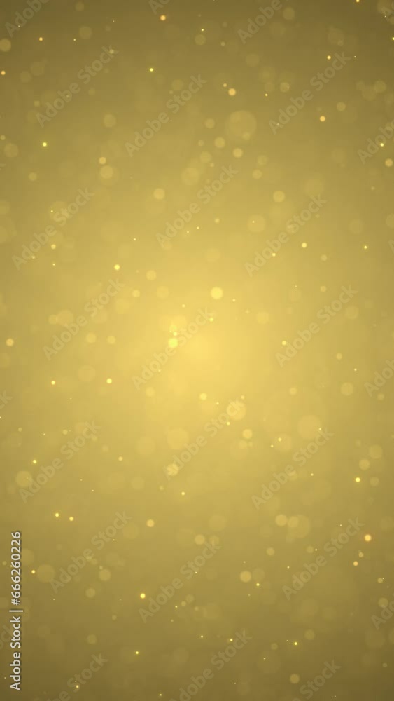 Beautiful gold colored particles loop motion on golden vertical background. Beautiful gold colored particles loop motion on golden vertical background.
