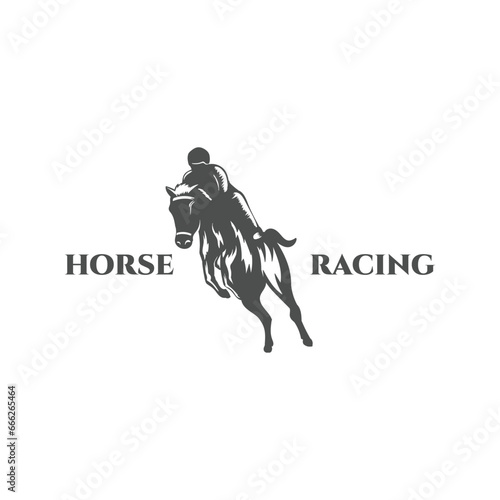 Vintage Retro Fast Strong Horse Racing for Sport Club Competition Tournament Logo Icon Illustration