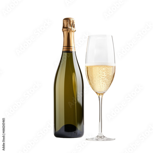 Wallpaper Mural champagne bottle and glass render isolated on white background, ai generated Torontodigital.ca