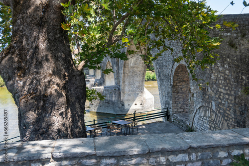 Arta bridge over Arachthos river, Epirus, Greece photo