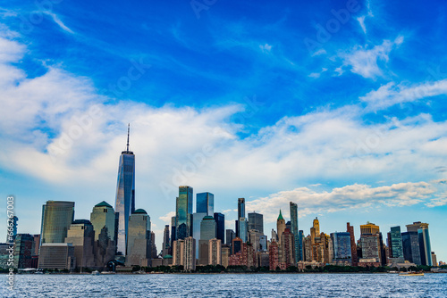 metropolis cityscape. new york downtown. Manhattan financial district. new york city. skyscraper building of nyc. ny urban city architecture. midtown manhattan and hudson river. metropolitan city