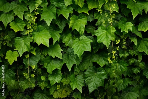 Image of lush foliage of Javanese treebine, grape ivy, hanging vine, and bushy plant with green leaves. Generative AI