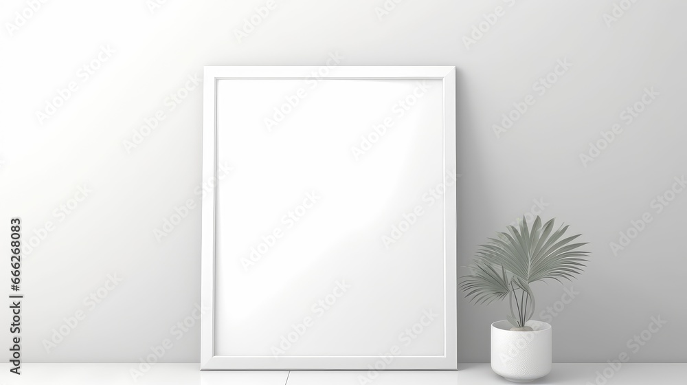 Blank empty frame poster mockup portfolio living room presentation furniture living room white Blank empty frame poster mockup portfolio living room presentation furniture living room white