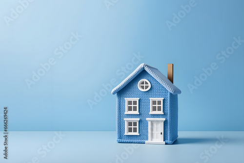 Wallpaper Mural thermal insulation concept, knitted house on a minimalistic background Torontodigital.ca