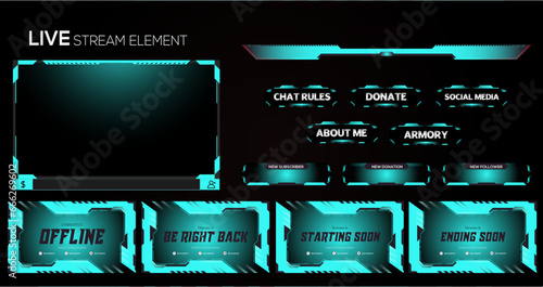 Greenish abstract live Stream Gaming overlay element design