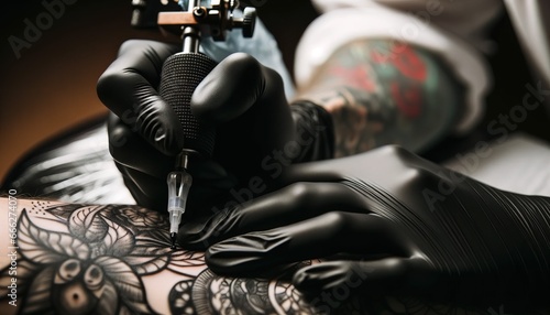 Image of a tattoo artist at work.