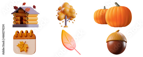 set of autumn collection 3d , vector photo