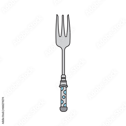 Kids drawing Cartoon Vector illustration cake fork Isolated in doodle style