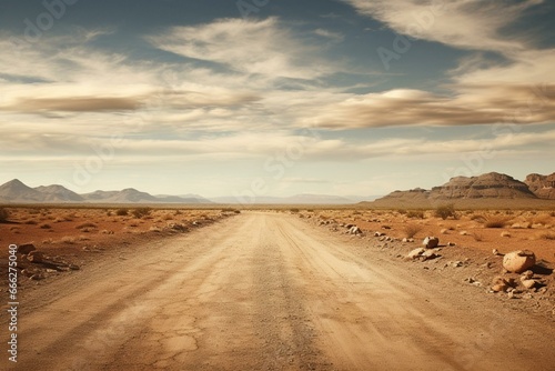 Photo Unlimited road: journeying across arid landscape. Generative AI