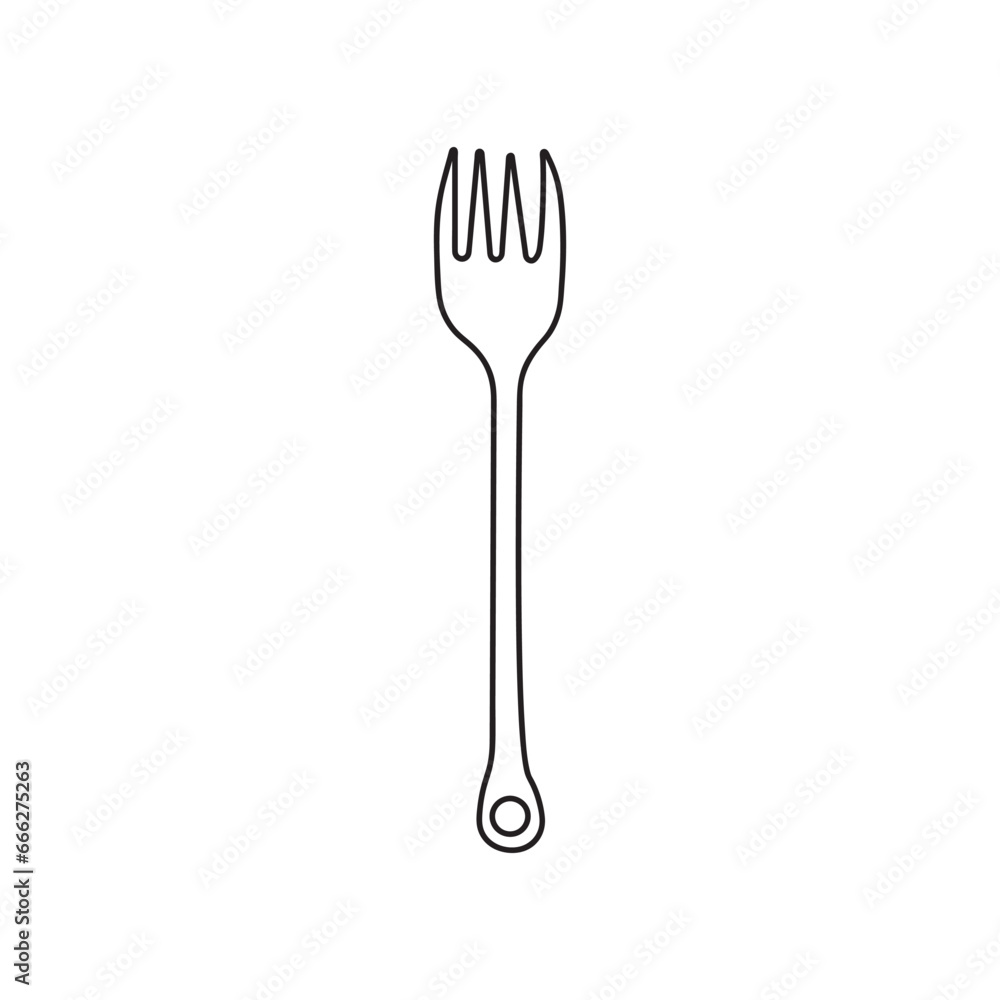 Hand drawn Kids drawing Cartoon Vector illustration dinner fork Isolated in doodle style Hand drawn Kids drawing Cartoon Vector illustration dinner fork Isolated in doodle style