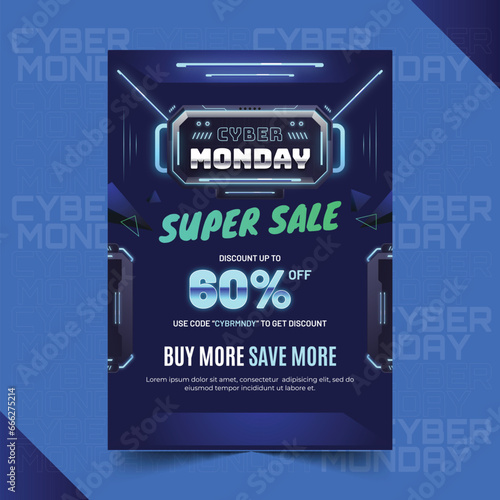 gradient cyber monday poster template design vector illustration