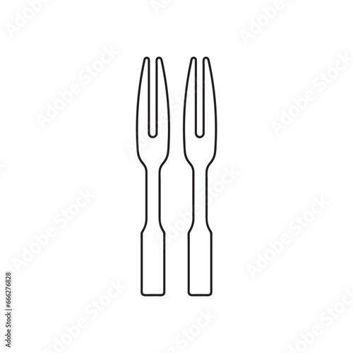 Hand drawn Kids drawing Cartoon Vector illustration wooden mini fork Isolated in doodle style