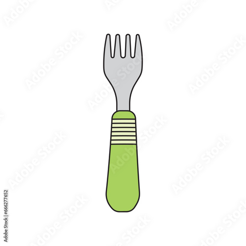 Kids drawing Cartoon Vector illustration toddler fork Isolated in doodle style
