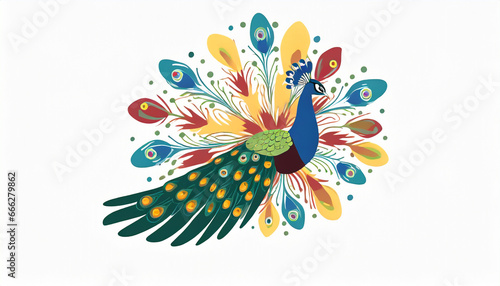 Digital art design of a peacock. Illustration of a peacock. Generative AI