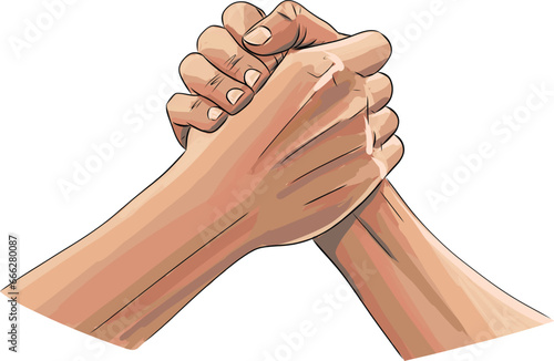 Hands of friends greeting each other