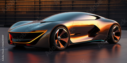 Concept futuristic car design  fusing sleek aesthetics and cutting-edge tech  hinting at an exhilarating automotive future