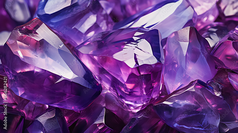Abstract background of amethyst gemstone.Test is a variety of quartz with a violet, magenta or purplish-violet color. A gemstone covered with gold dust. Purple gemstone pattern. Generative AI Abstract background of amethyst gemstone.Test is a variety of quartz with a violet, magenta or purplish-violet color. A gemstone covered with gold dust. Purple gemstone pattern. Generative AI