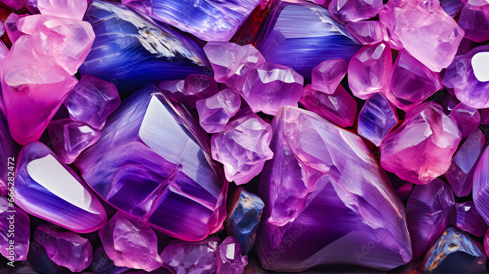 Abstract background of amethyst gemstone.Test is a variety of quartz with a violet, magenta or purplish-violet color. A gemstone covered with gold dust. Purple gemstone pattern. Generative AI Abstract background of amethyst gemstone.Test is a variety of quartz with a violet, magenta or purplish-violet color. A gemstone covered with gold dust. Purple gemstone pattern. Generative AI