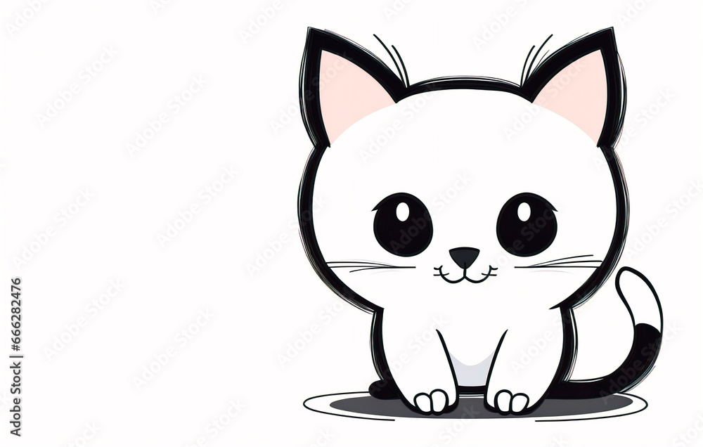 Fototapeta premium Cute cartoon cat isolated on a white background.