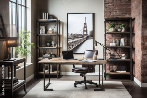 Raw beauty of an industrial-chic home office