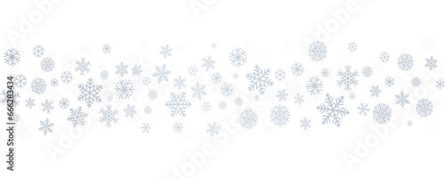 Christmas snowflakes background. Winter silver snow falling minimal decoration  greeting card. Noel subtle backdrop. Vector illustration