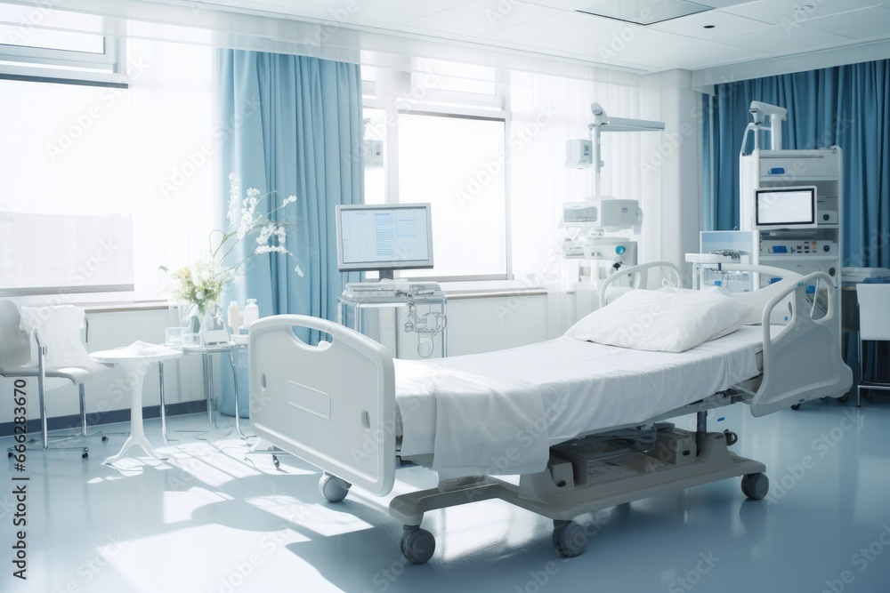 Futuristic Elegance: A Glimpse into the Modern Hospital Room, Blending Innovation with Stylish Comfort. Futuristic Elegance: A Glimpse into the Modern Hospital Room, Blending Innovation with Stylish Comfort.