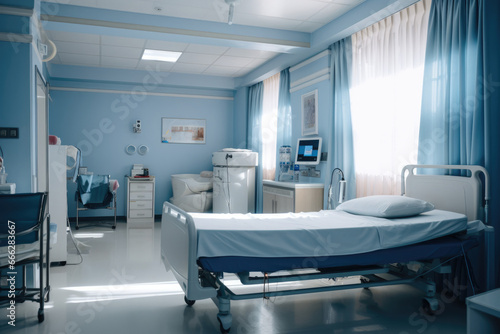 Futuristic Elegance: A Glimpse into the Modern Hospital Room, Blending Innovation with Stylish Comfort.