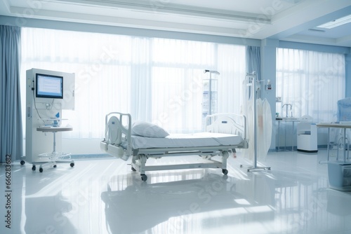 Futuristic Elegance: A Glimpse into the Modern Hospital Room, Blending Innovation with Stylish Comfort.