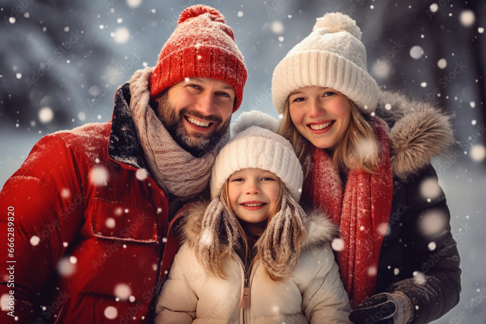Fototapeta premium happy family in winter