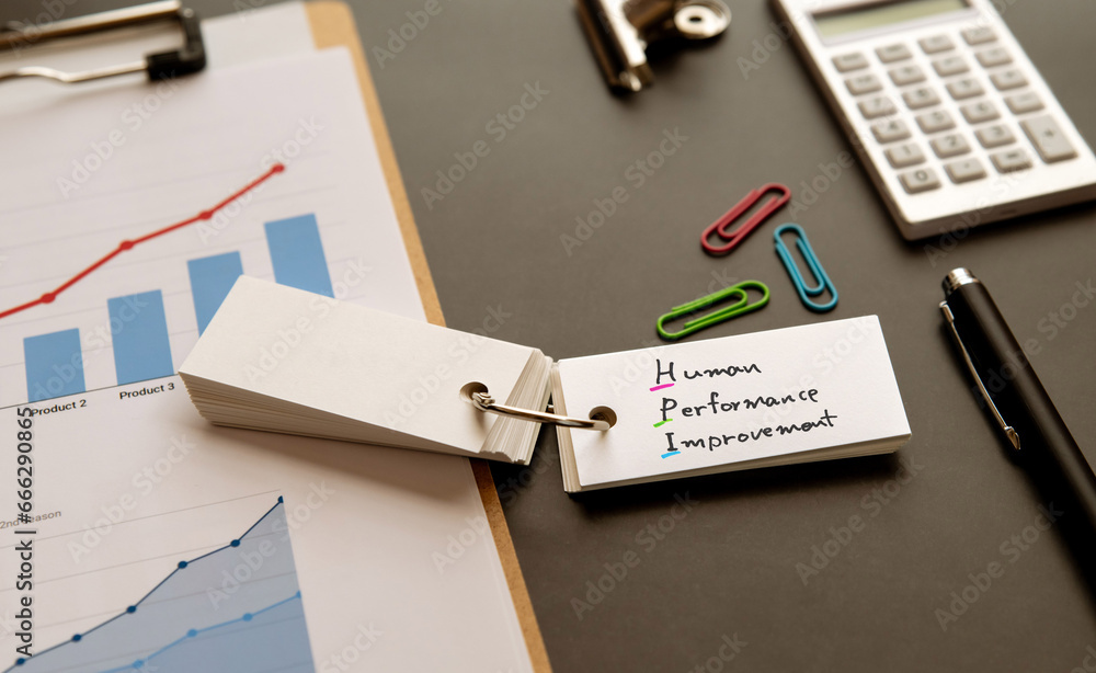 There is word card with the word Human Performance Improvement. It is as an eye-catching image. There is word card with the word Human Performance Improvement. It is as an eye-catching image.