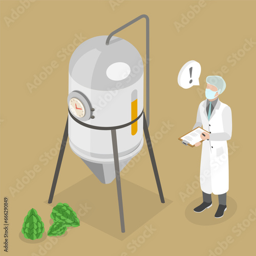 3D Isometric Flat Vector Illustration of Craft Beer Brewing, Small Brewery