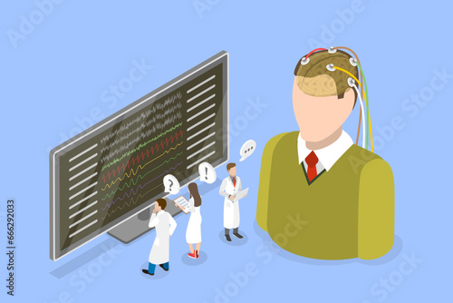 3D Isometric Flat Vector Illustration of Biofeedback , Bodily Functions Control