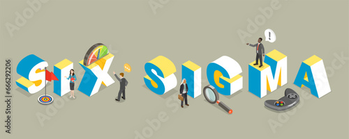3D Isometric Flat Vector Illustration of Six Sigma, Continuous Improvement Methodology