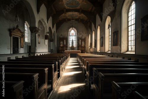 Inside of a church. Generative AI