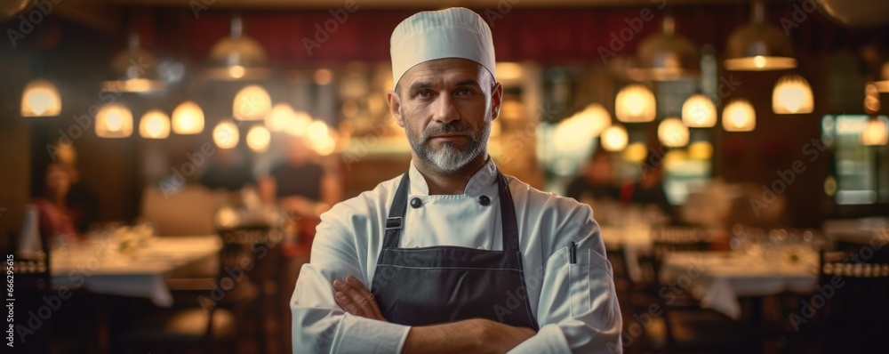 Chef in a restaurant's kitchen. Chef in a restaurant's kitchen.