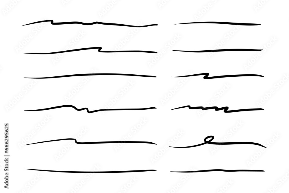Vector set of hand drawn underline. - obrazy, fototapety, plakaty 