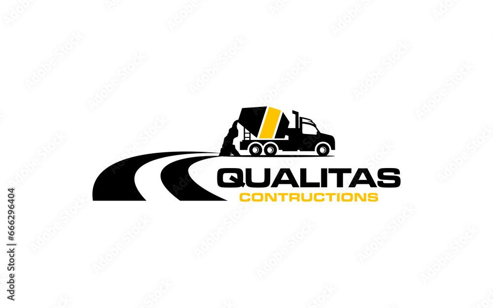 Illustration vector graphic of concrete mixer truck construction logo vector template