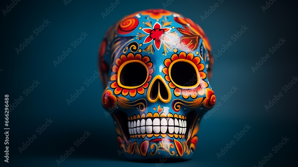 Day of the Dead sugar skull on a dark background Day of the Dead sugar skull on a dark background