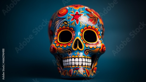 Day of the Dead sugar skull on a dark background