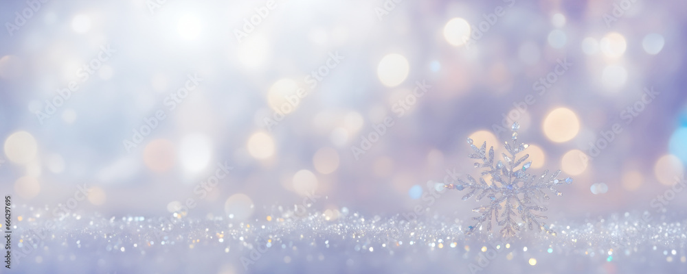 Light blue banner. Ice and snow wallpaper. New Year 2024, Bokeh Background. Beautiful, elegant sparkly decoration. Copy space Light blue banner. Ice and snow wallpaper. New Year 2024, Bokeh Background. Beautiful, elegant sparkly decoration. Copy space